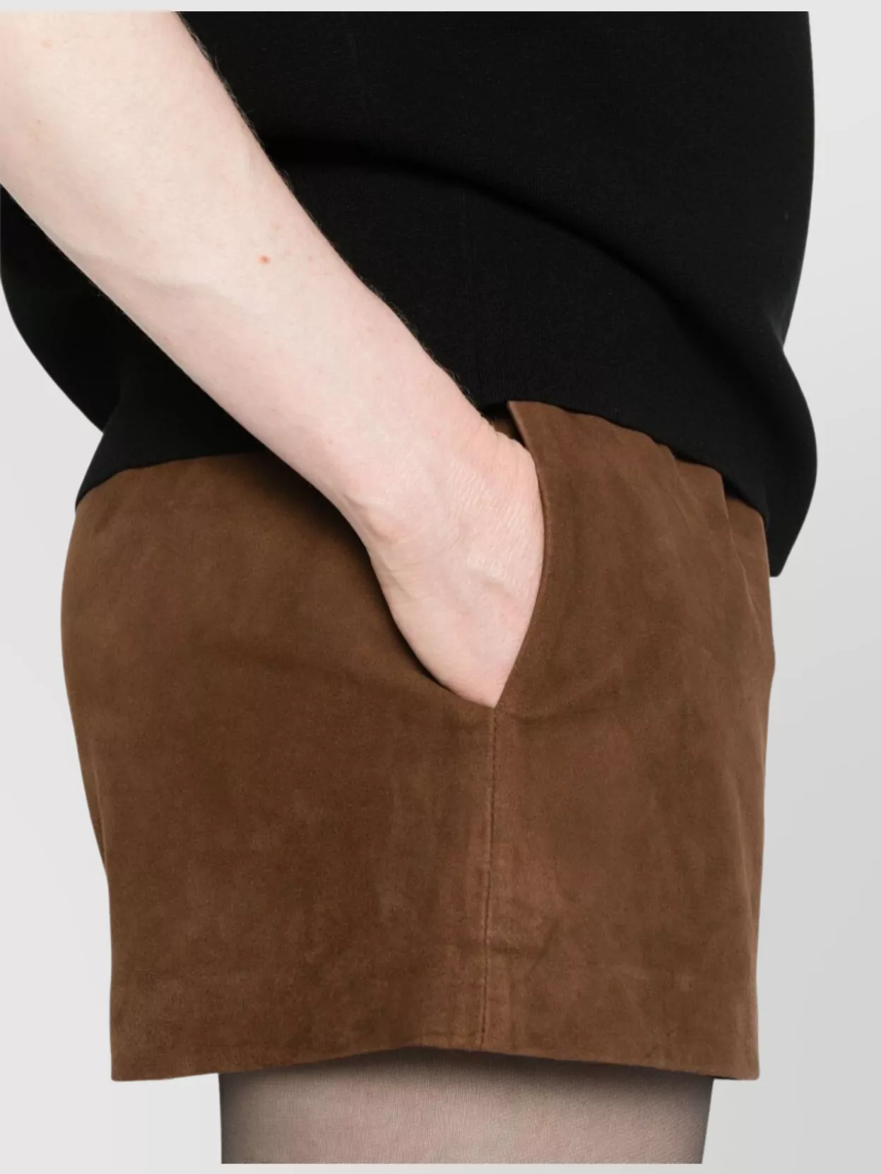 The Frankie Shop Lise High Waist Suede Shorts