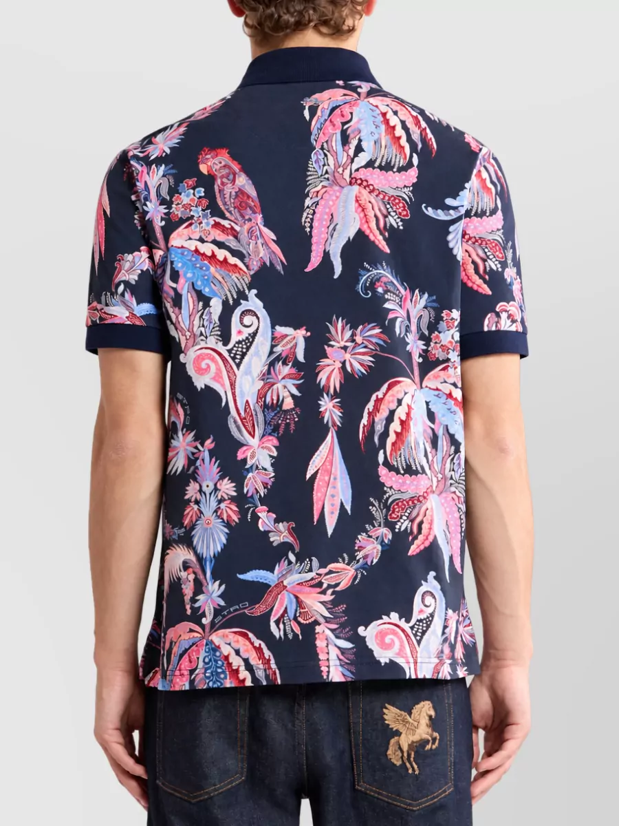 Etro Cotton Printed Short-Sleeve Polo Shirt