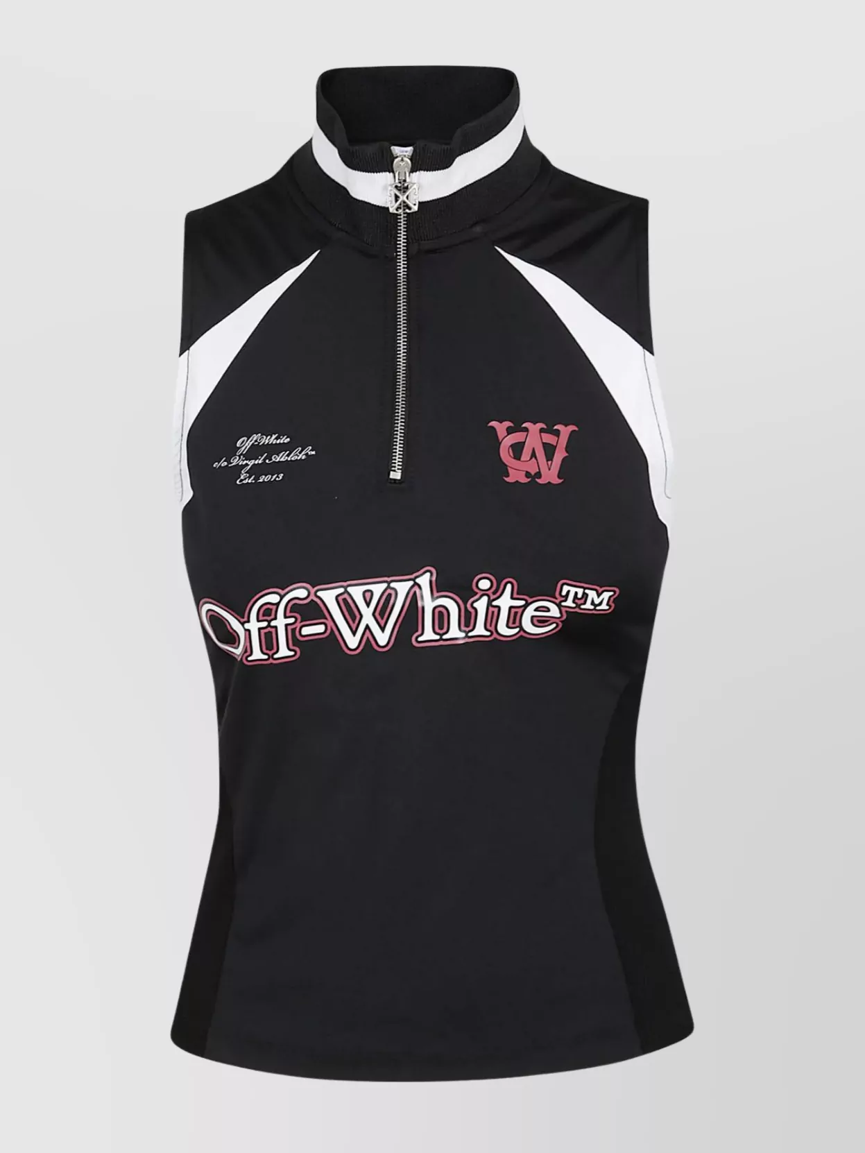 Off-white Sleeveless Top Featuring Contrast Panels In Black