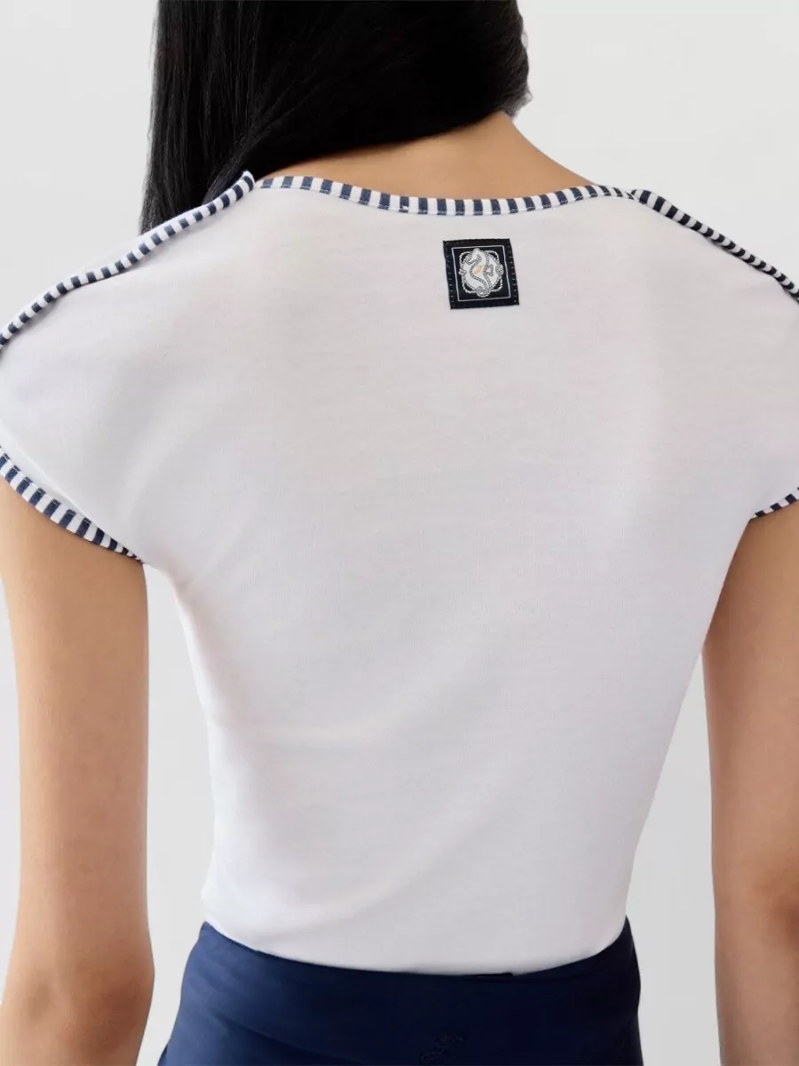 Jacquemus Spiral Cotton Jersey Scoop Neck Top