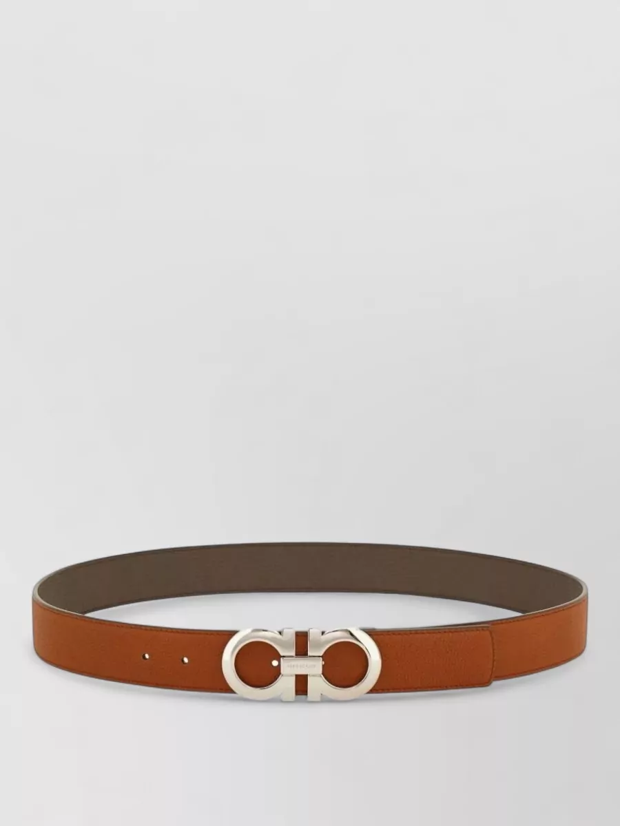 Ferragamo Gancini Leather Belt Adjustable Length Textured