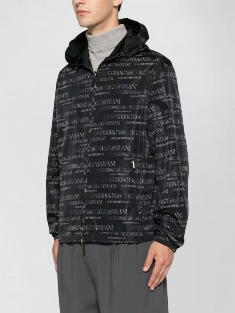 Emporio Armani Logo-Print Hooded Raincoat