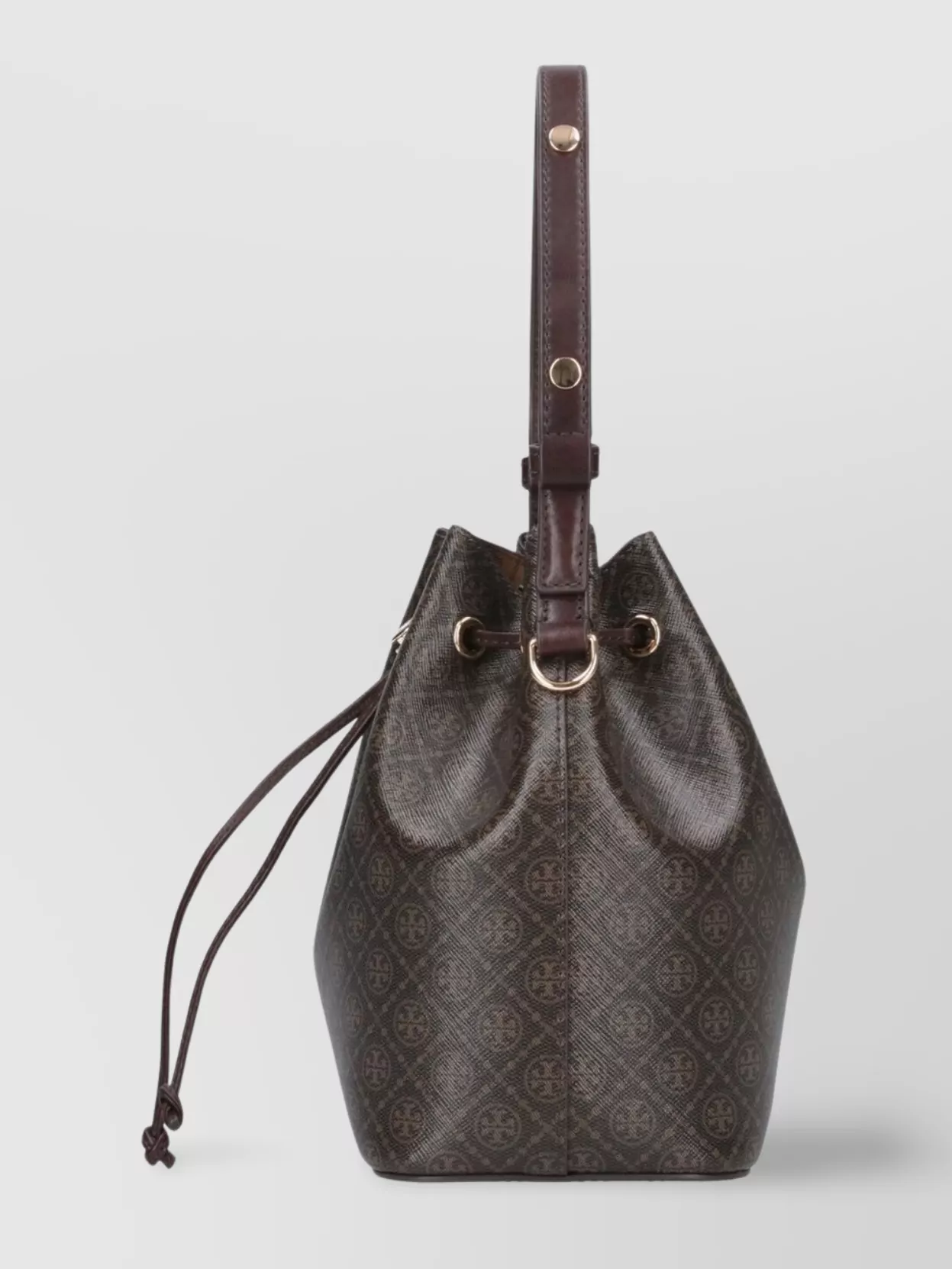TORY BURCH BUCKET BAG WITH MONOGRAM PATTERN AND TOP HANDLE