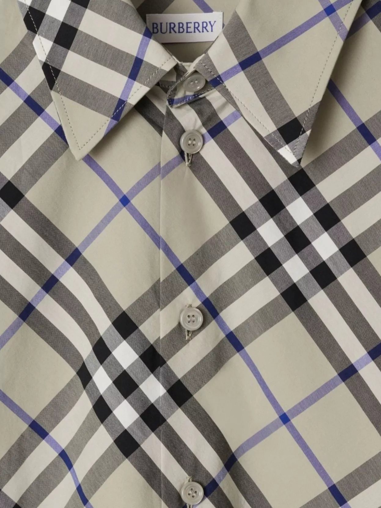 Shop Burberry Checkered Cotton Shirt Curved Hem