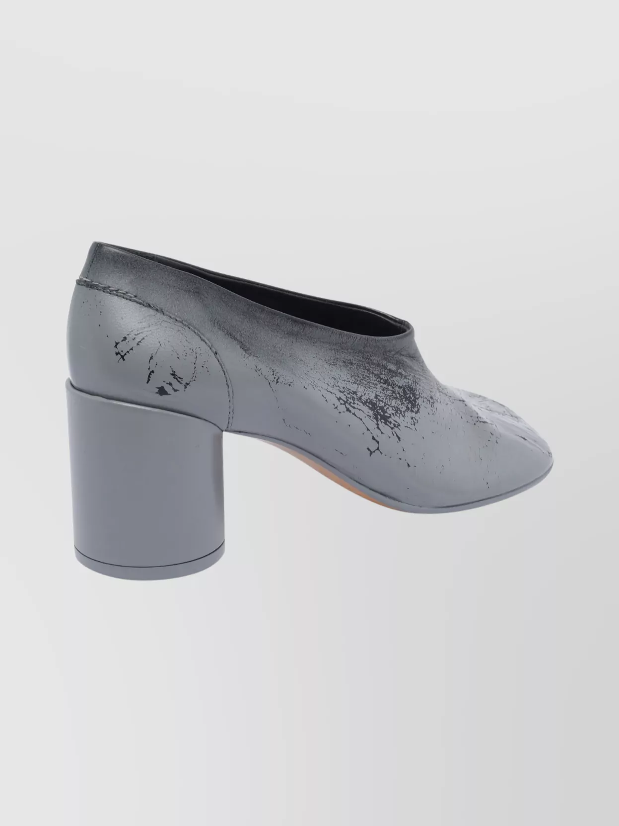 Mm6 Maison Margiela Stylish Block Heel Round Toe Pumps In Gray