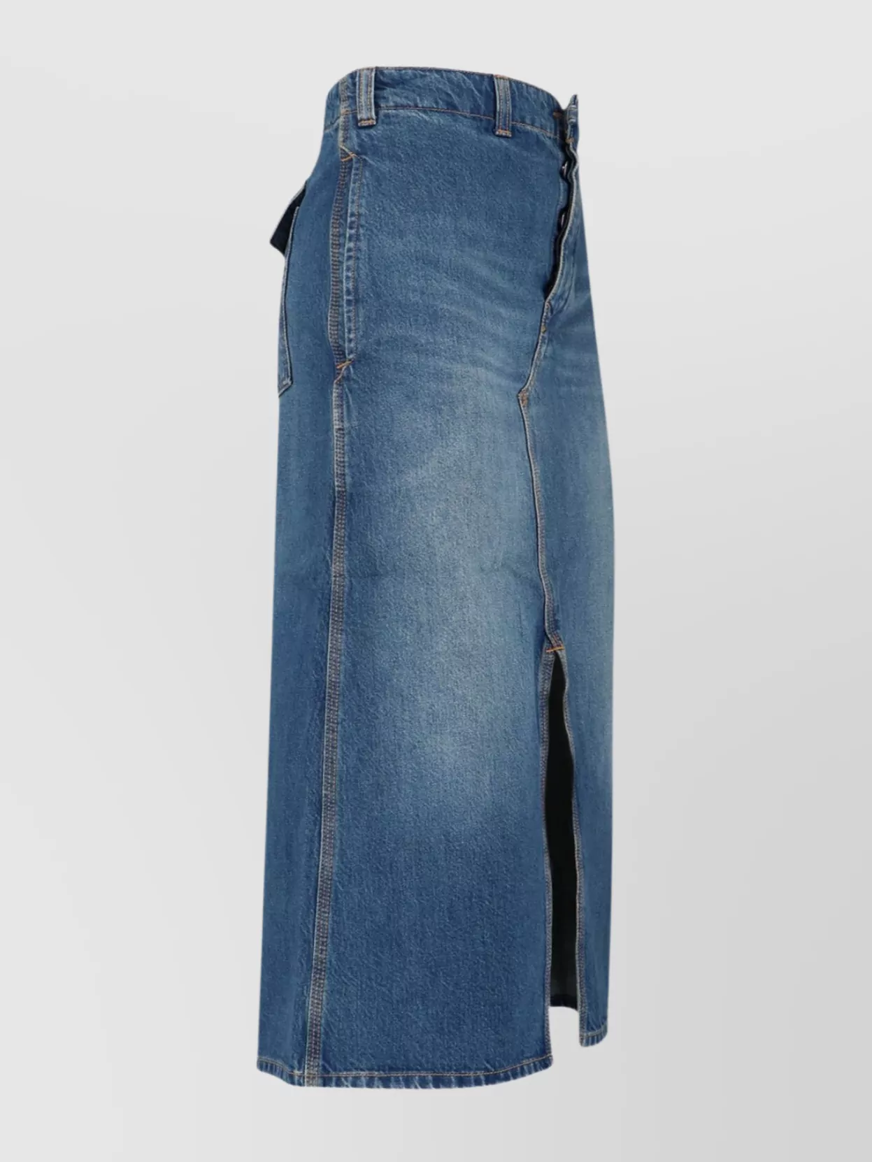 Victoria Beckham Midi Skirt With Front Slit And Pockets In Blue