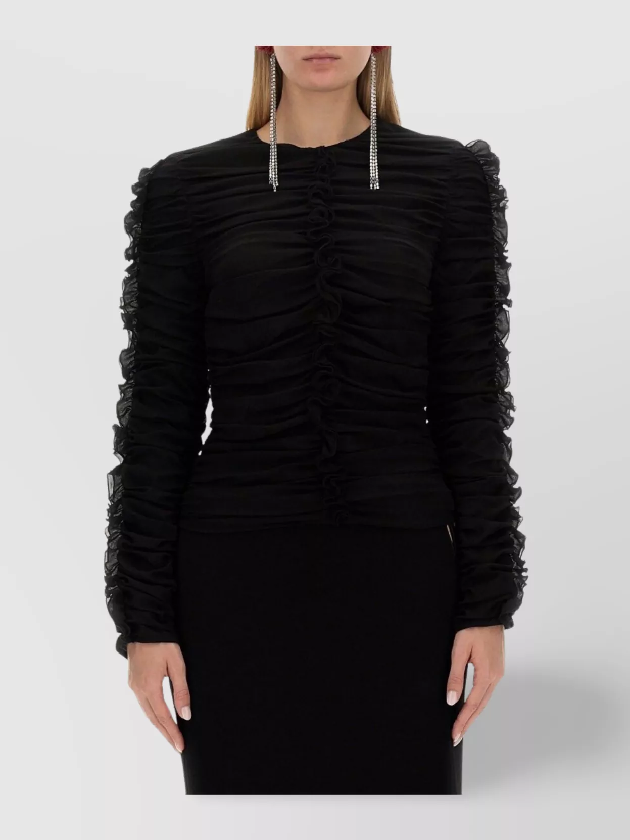 Magda Butrym Ruched Tops With Keyhole Back And Ruffled Sleeves