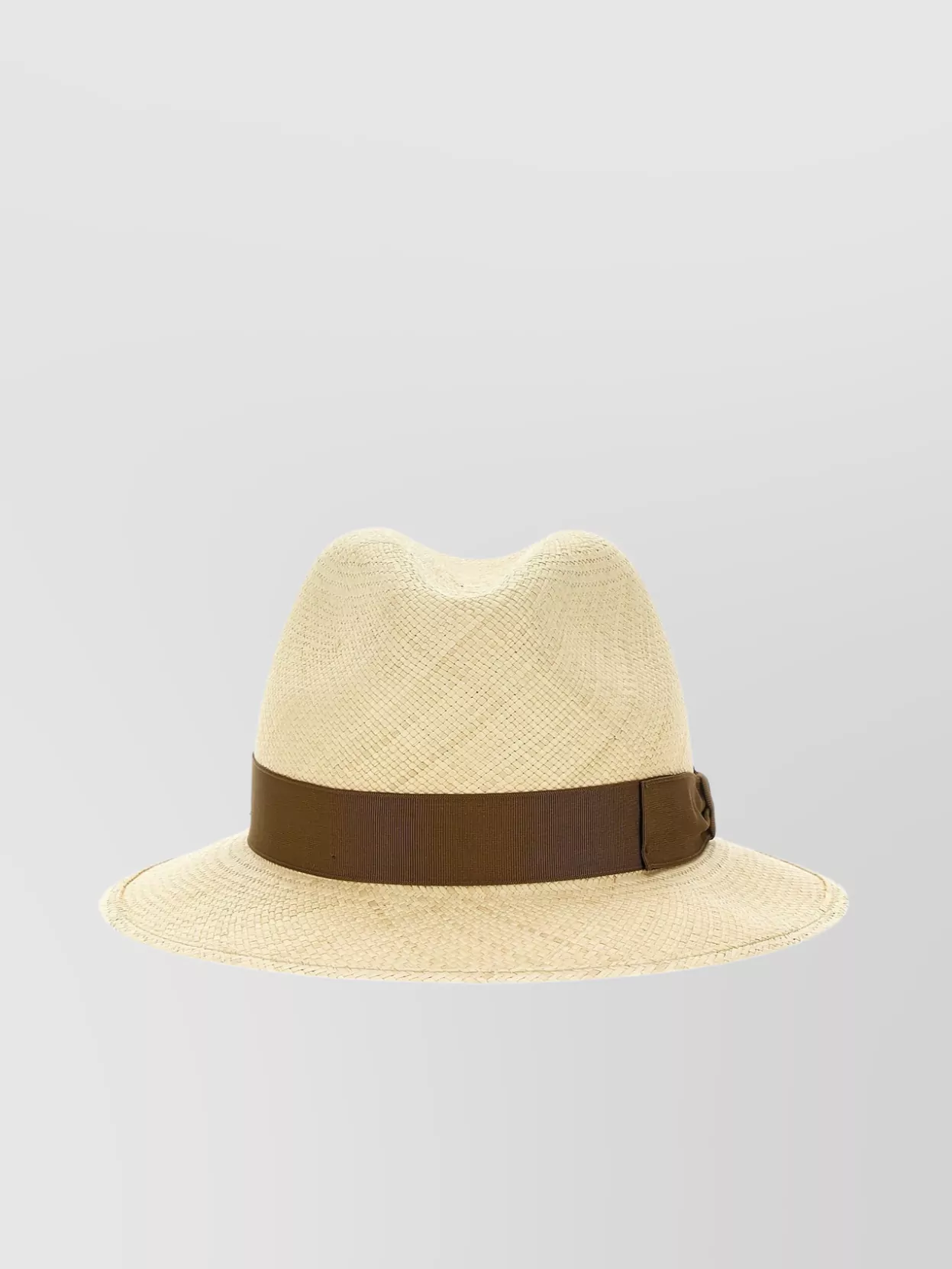 Borsalino 'wide Brim Woven Texture Buckle Hat' In Brown