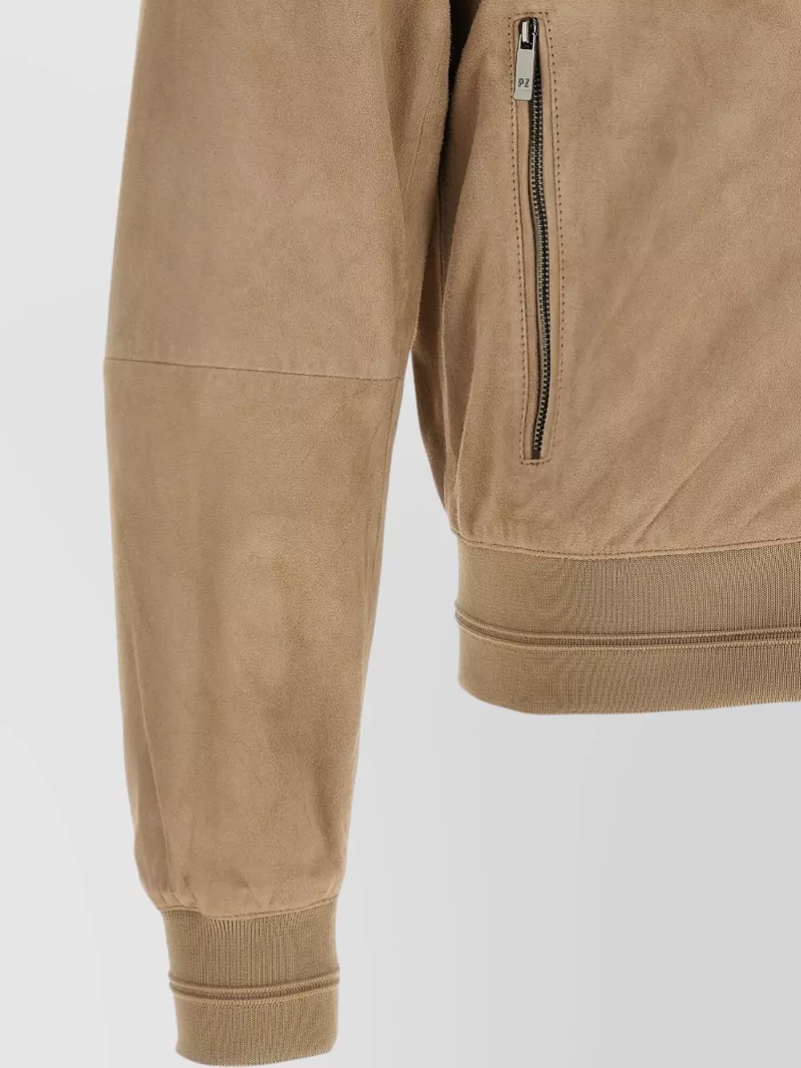 Pal Zileri Suede Panelled High-Neck Bomber Jacket