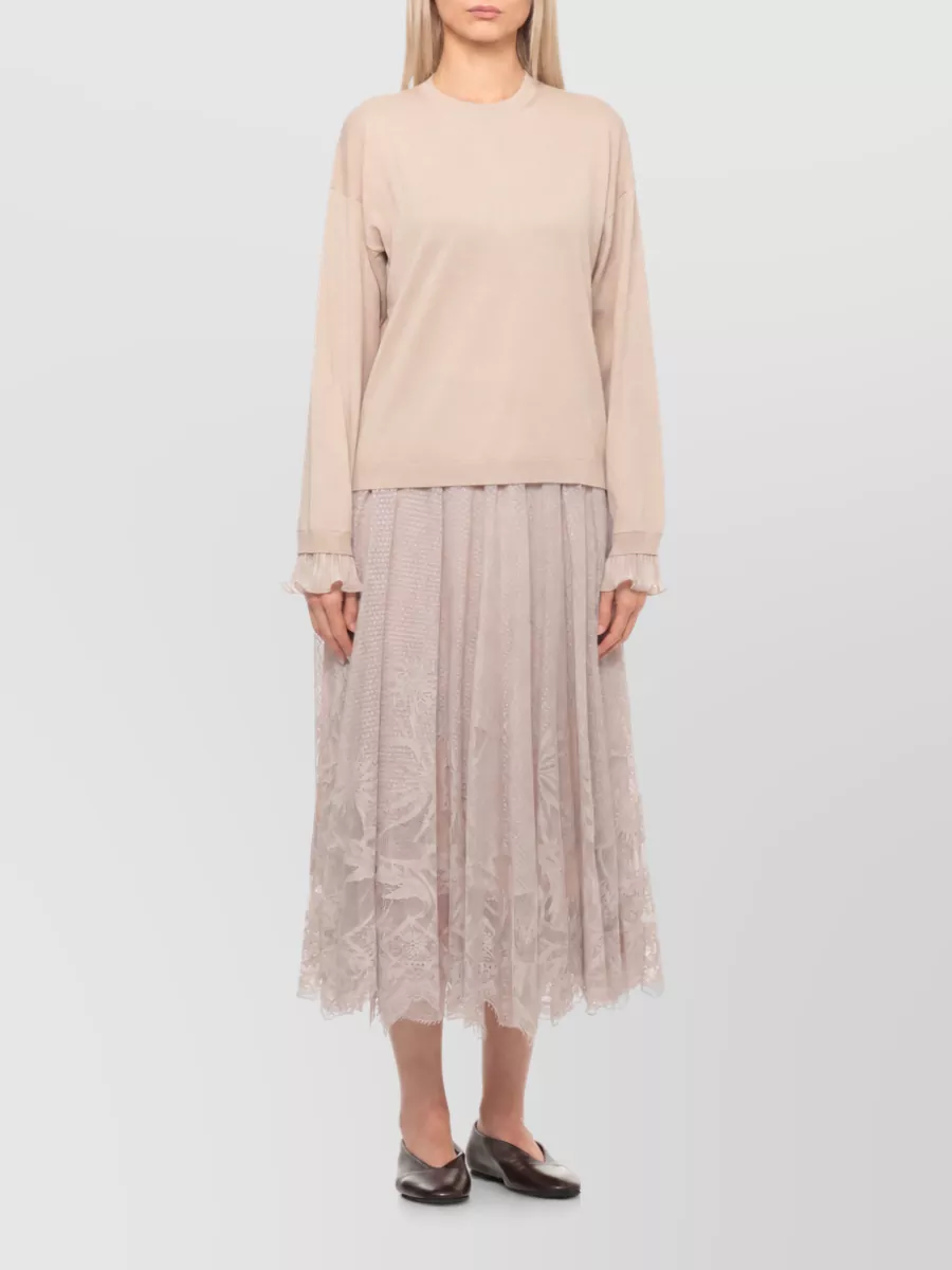 Fabiana Filippi Fine-Knit Wool-Cotton Crewneck Midi Dress
