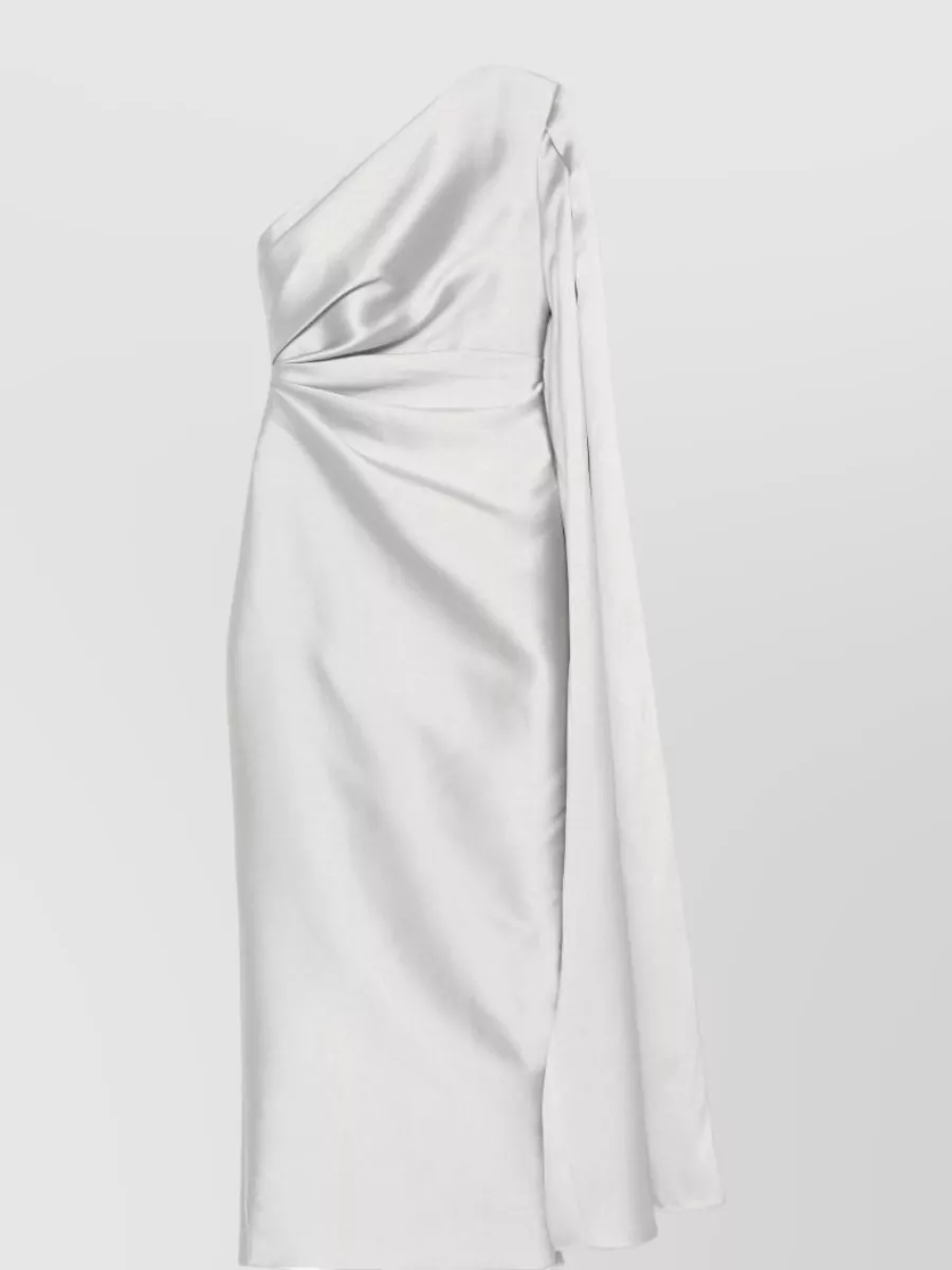 Solace London Silver one-shoulder sleeveless maxi gown