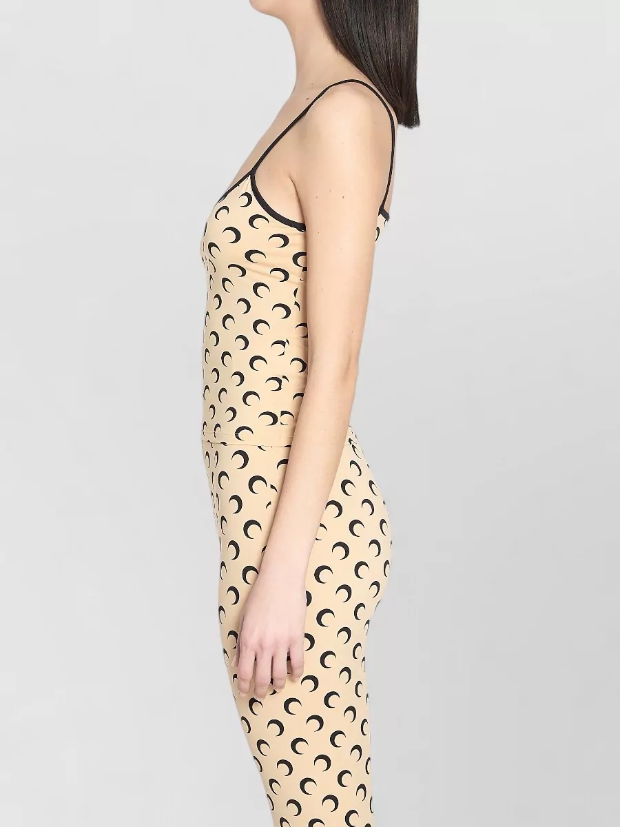 Marine Serre Printed Cropped V-Neck Sleeveless Top