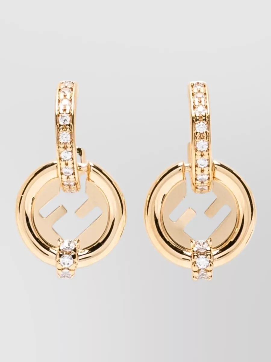 Fendi Crystal-Embellished Hoop Earrings