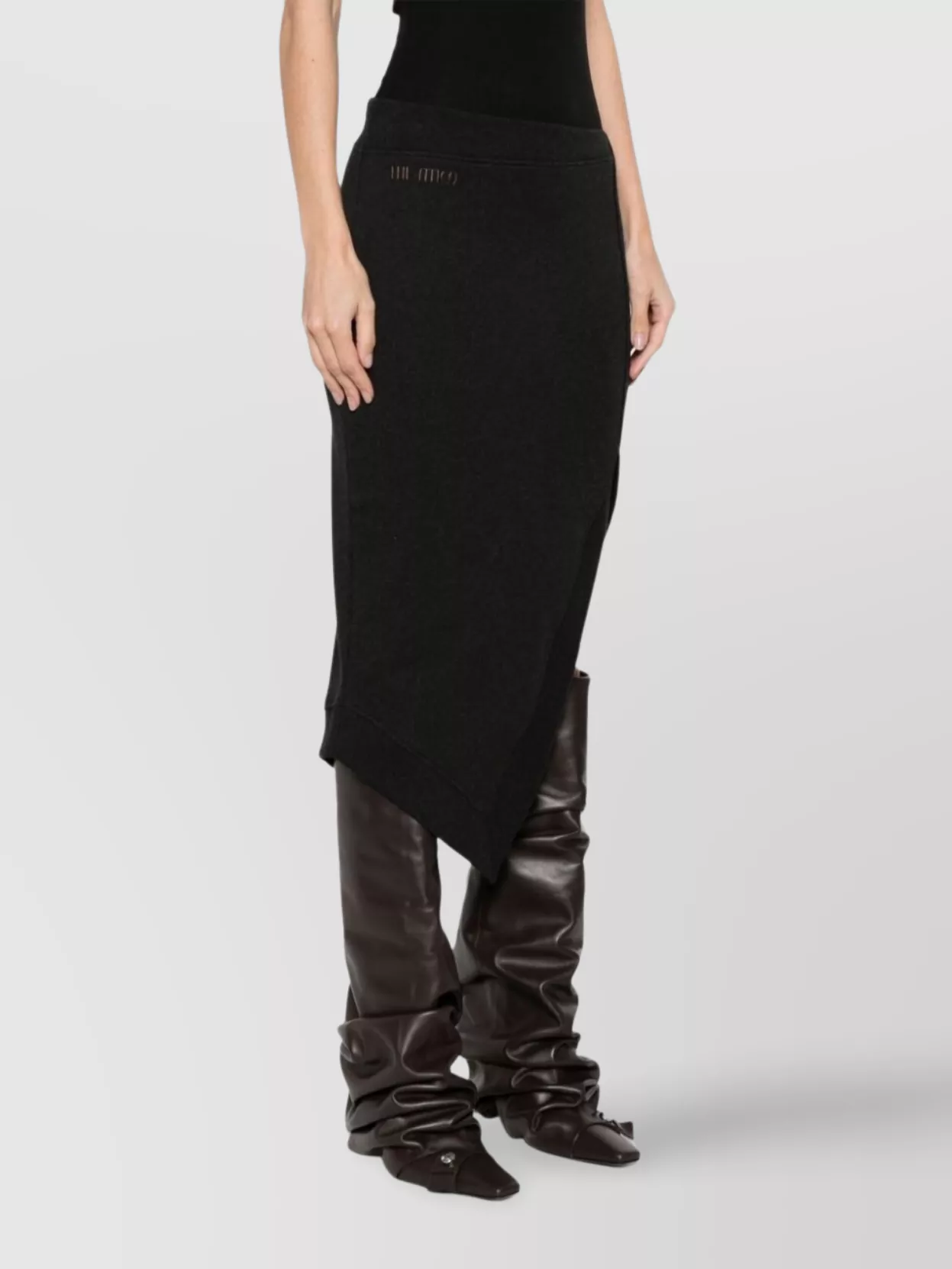 The Attico Ribbed Waist Midi Skirt With Side Slit