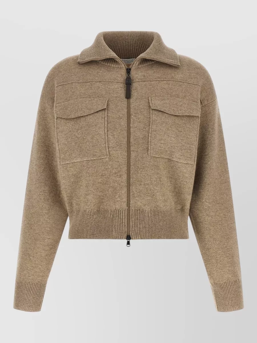 Brunello Cucinelli Wool cropped zip-up cardigan