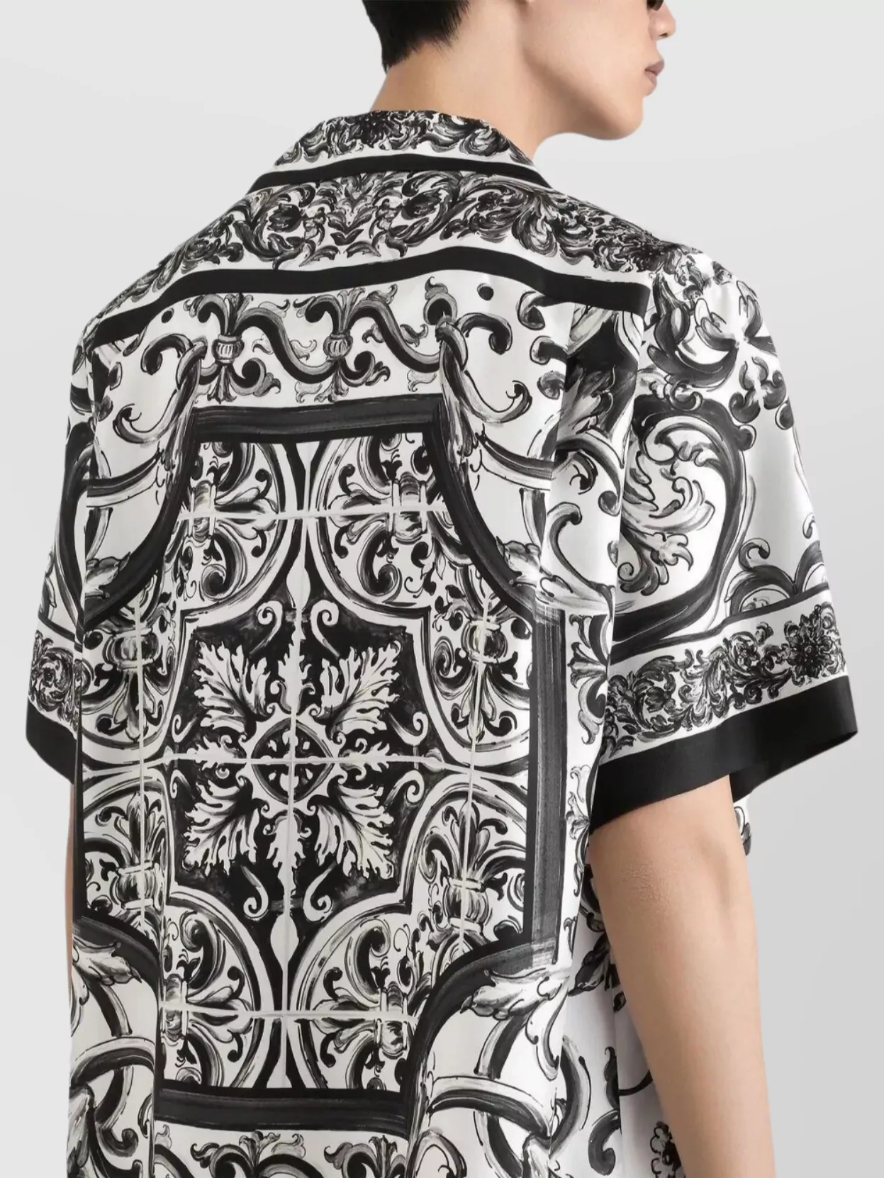 Dolce&Gabbana Chest Pocket Silk Shirt With Majolica Print