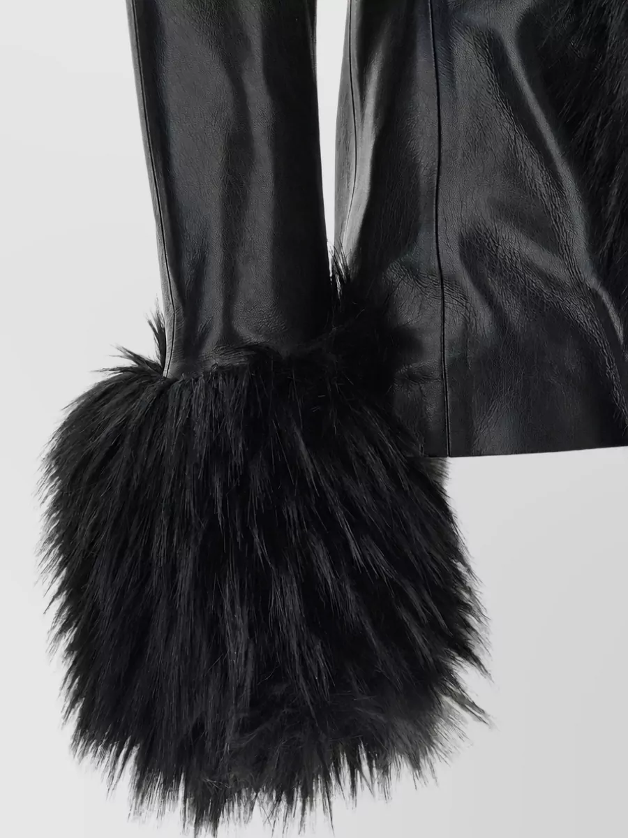 The Andamane Faux Fur Trim Leather-Effect Fitted Jacket