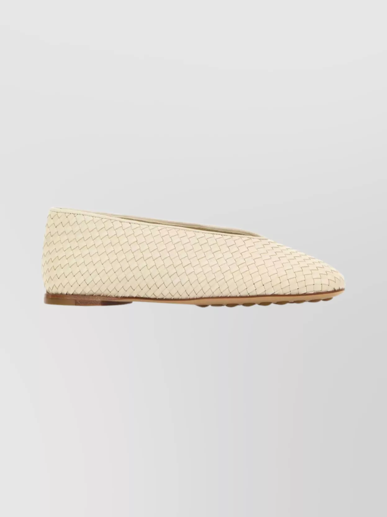 Bottega Veneta Leather Rosa Flat Ballerina Shoes In White