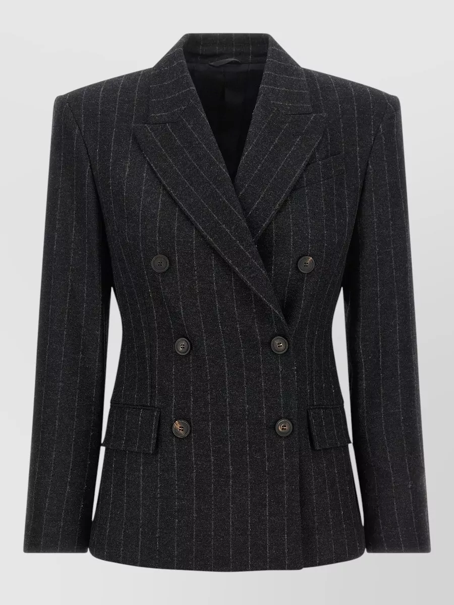 Brunello Cucinelli wool cashmere pinstripe double-breasted blazer