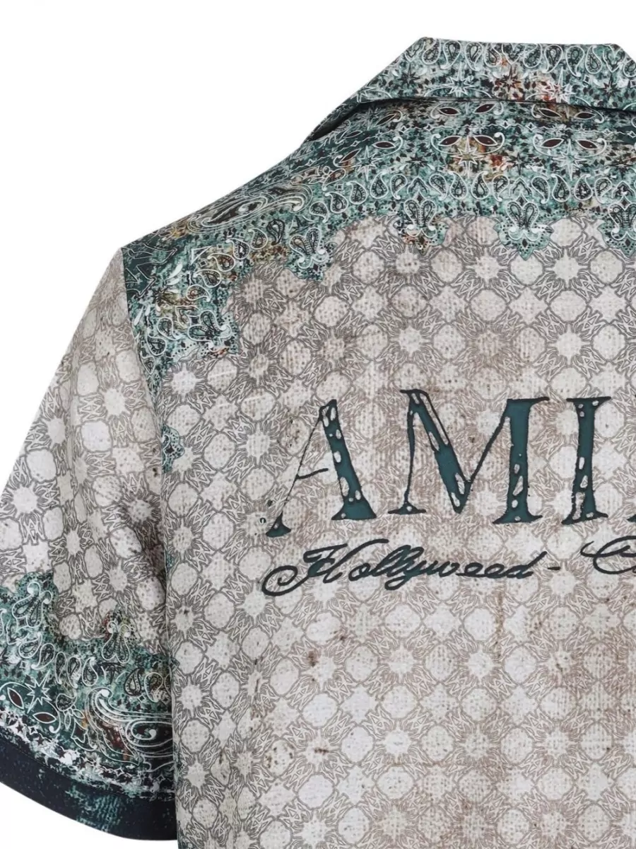 Amiri Silk Paisley Print Short Sleeve Bowling Shirt