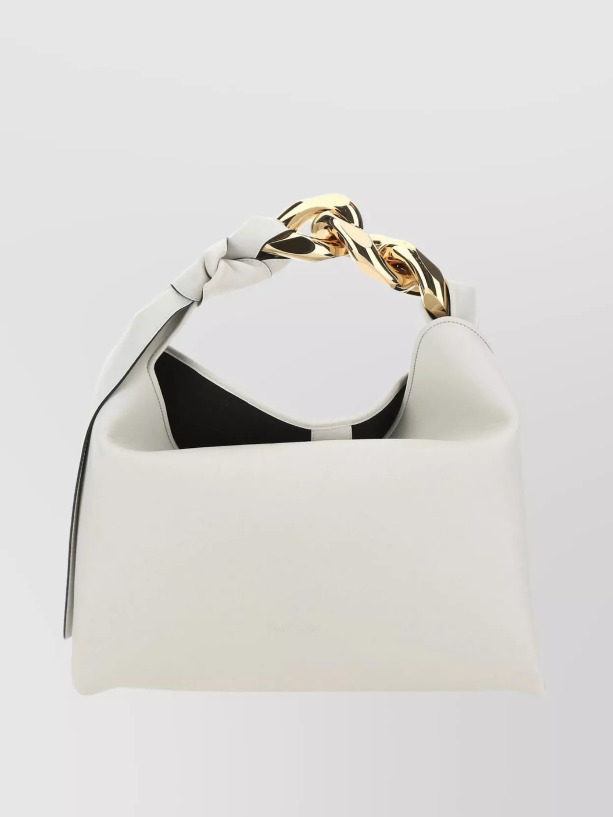 Shop Jw Anderson Small Leather Chain Handbag With Knot Detail In Cream