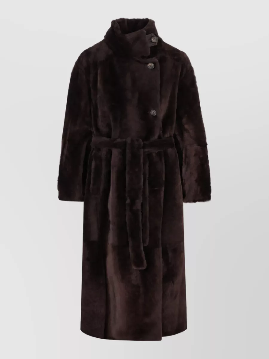 Brunello Cucinelli shearling belted coat
