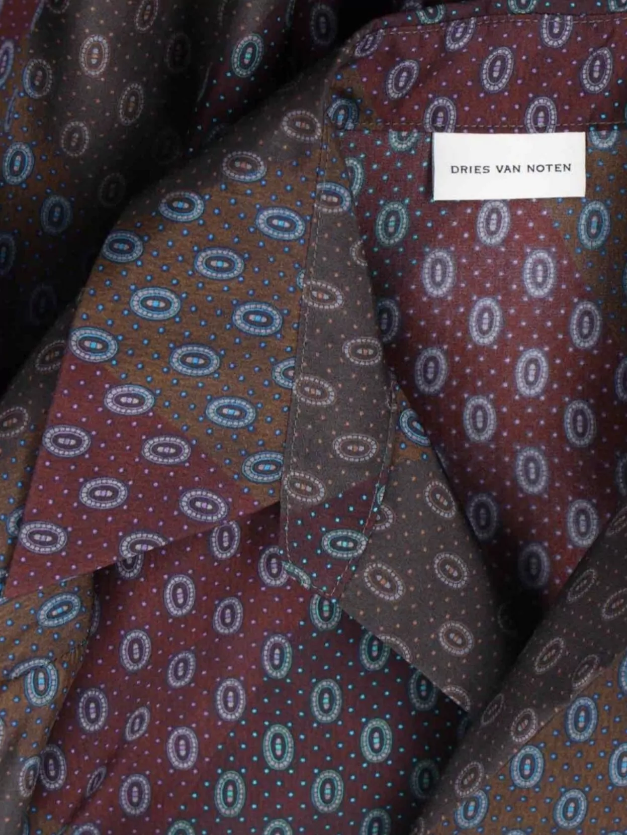 Dries Van Noten Long Sleeve Patterned Top With Tie Detail