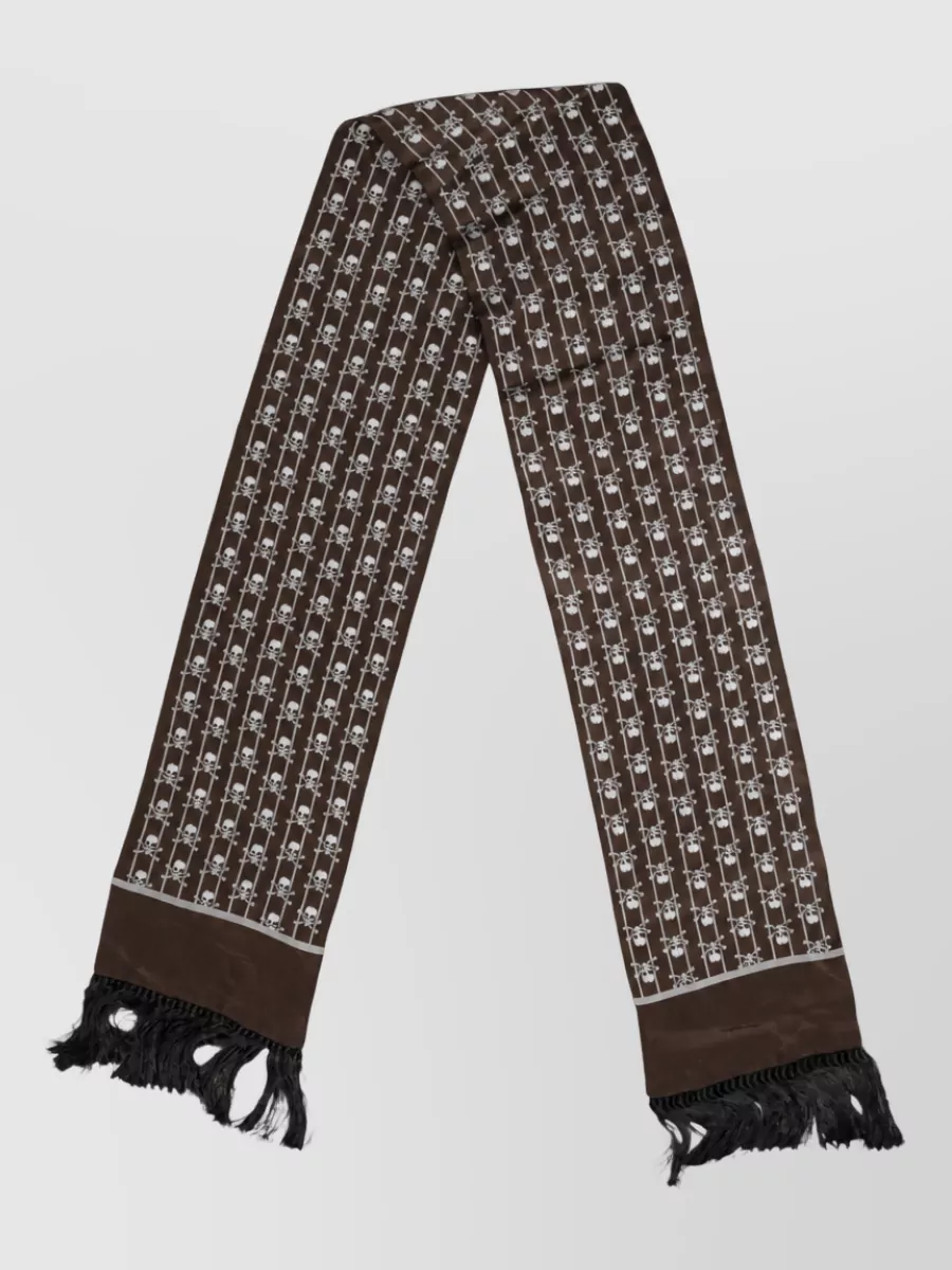 Dolce&Gabbana Silk Skull Print Fringed Scarf