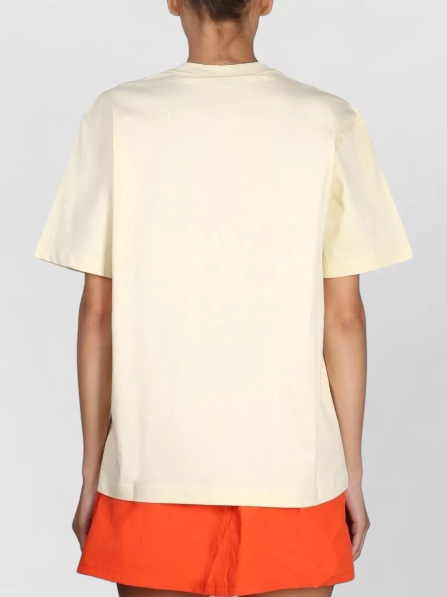 Sunnei Logo Embroidered Cotton Crewneck T-Shirt With Necklace