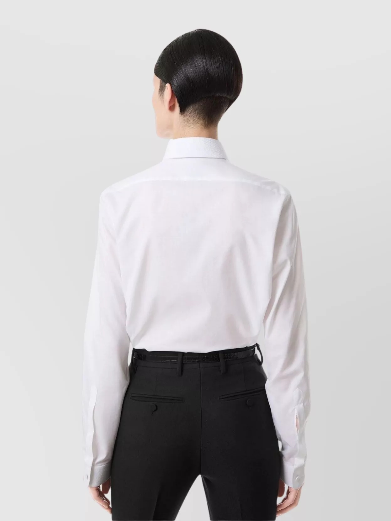 Tom Ford Collared Long Sleeve Cotton Voile Shirt In White