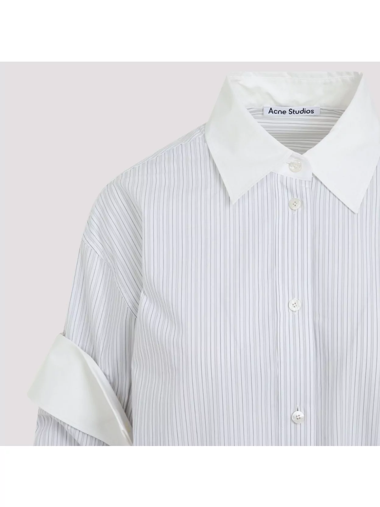 Acne Studios Striped Cotton Blouse With Pointed Collar In White
