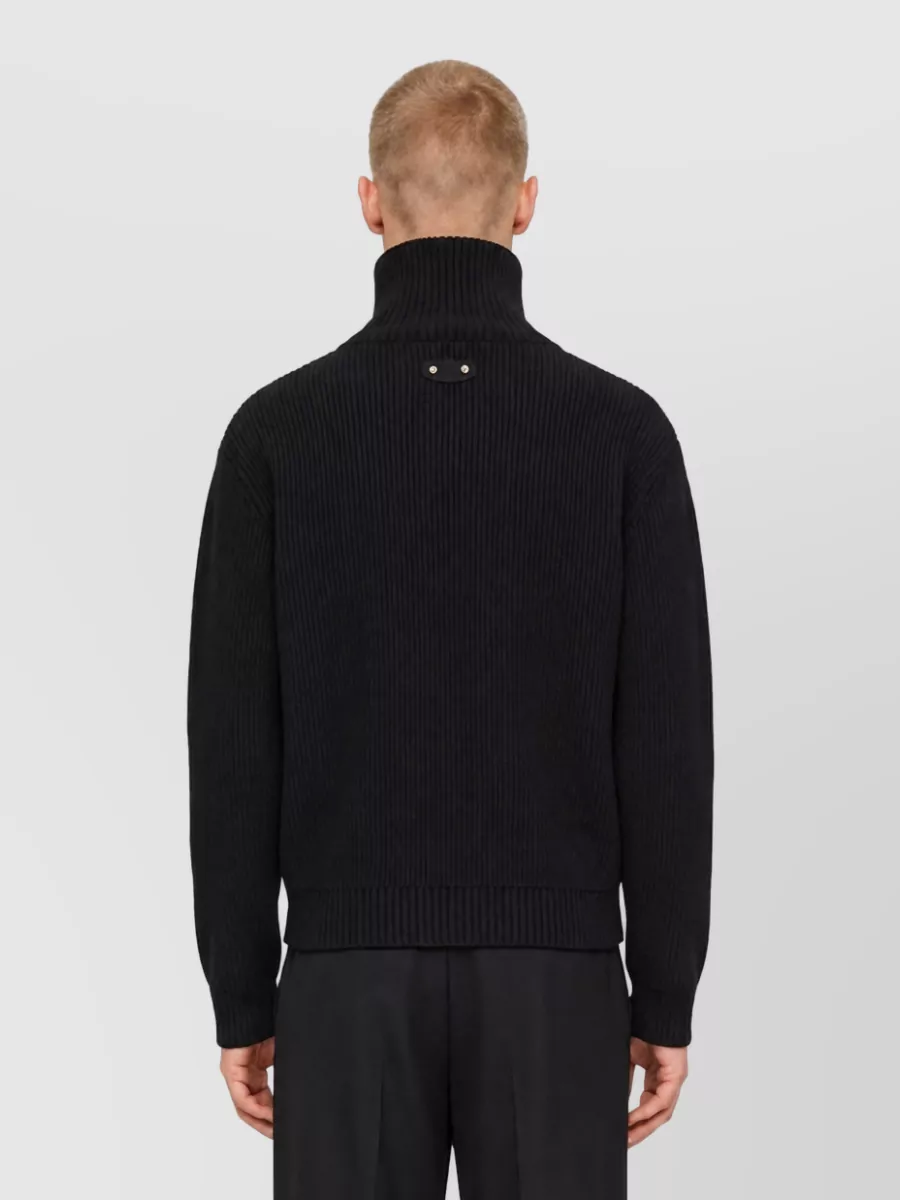 Balenciaga Ribbed High-Neck Zip-Up Cardigan