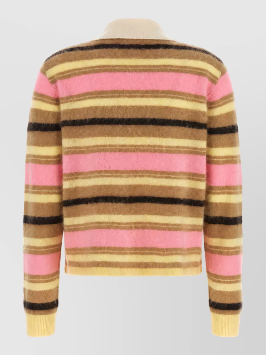 Guest In Residence Cashmere striped cropped polo shirt