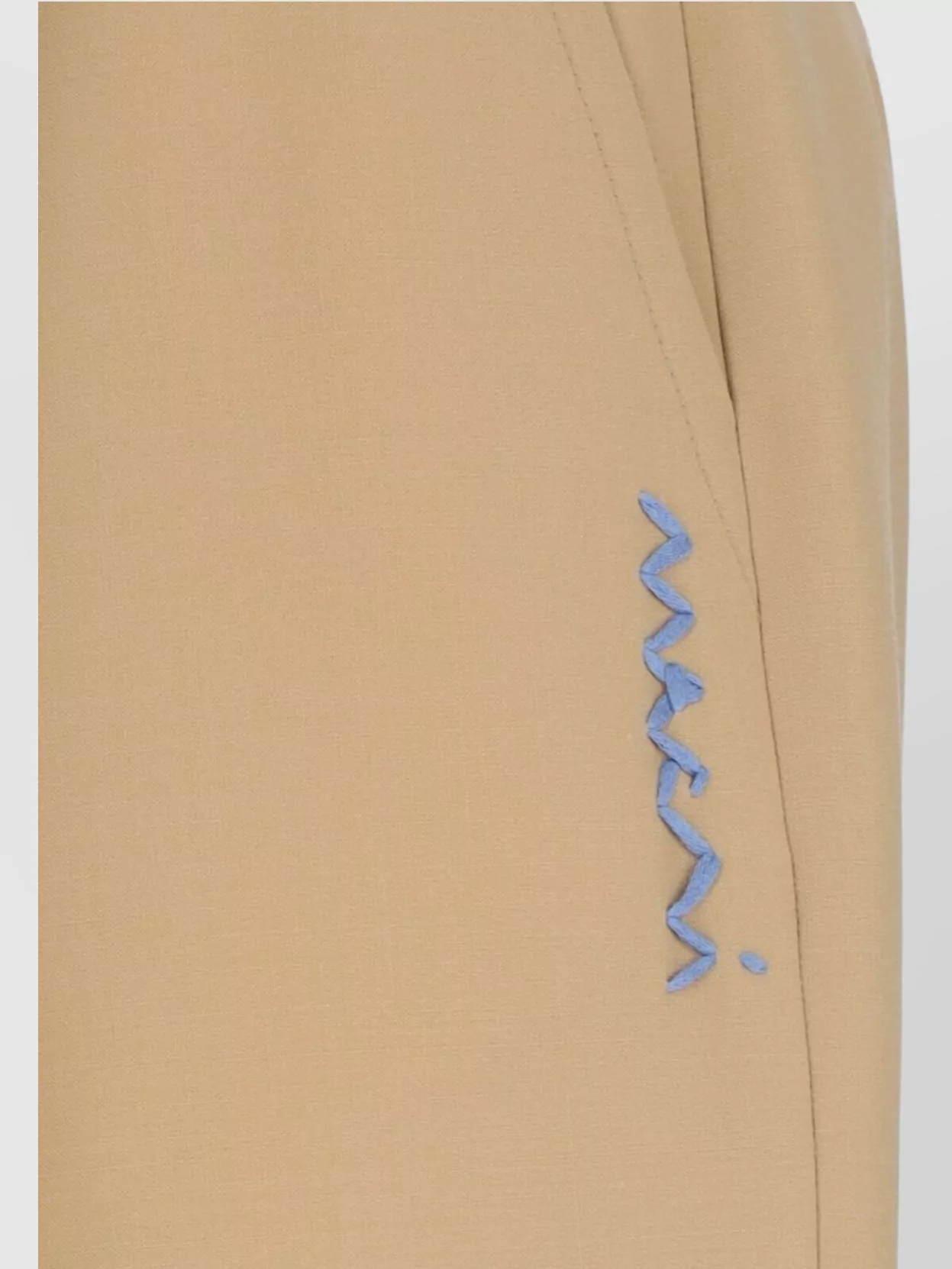 MARNI STRAIGHT TROUSERS WITH PLEATED FRONT AND SIDE EMBROIDERY
