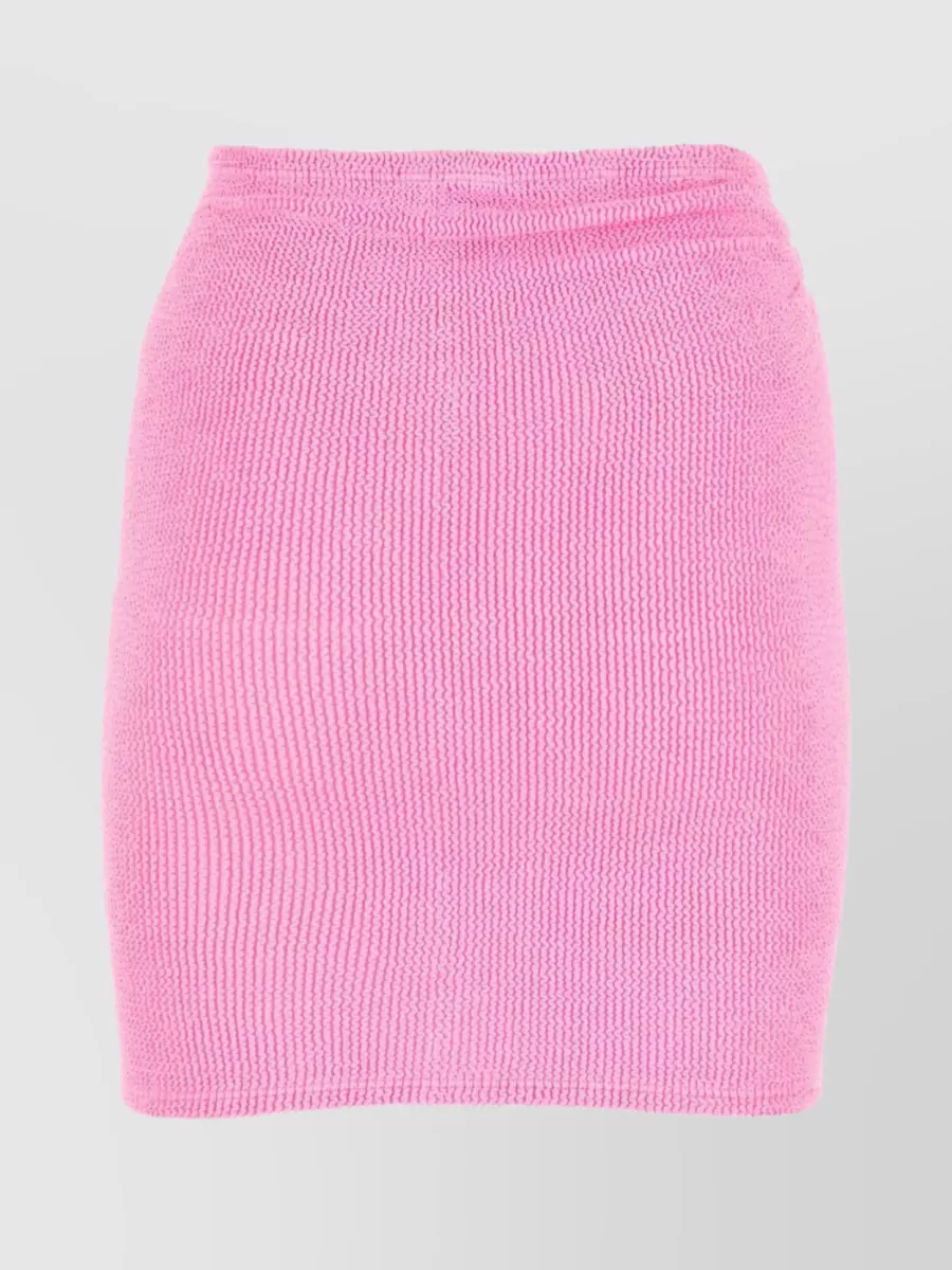 Shop Hunza G Stretchy Ribbed Waistband Miniskirt In Pink