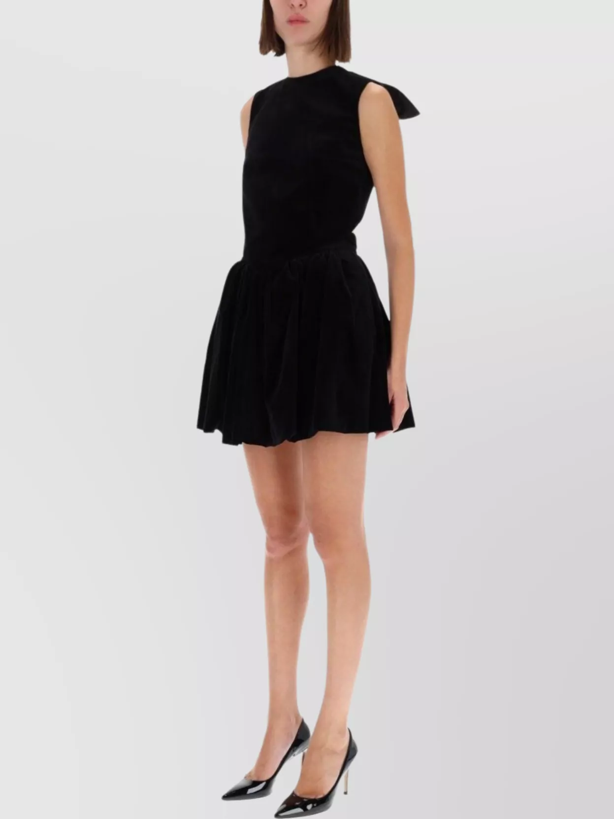 Patou Bow Detail Mini Top With Open Back In Black