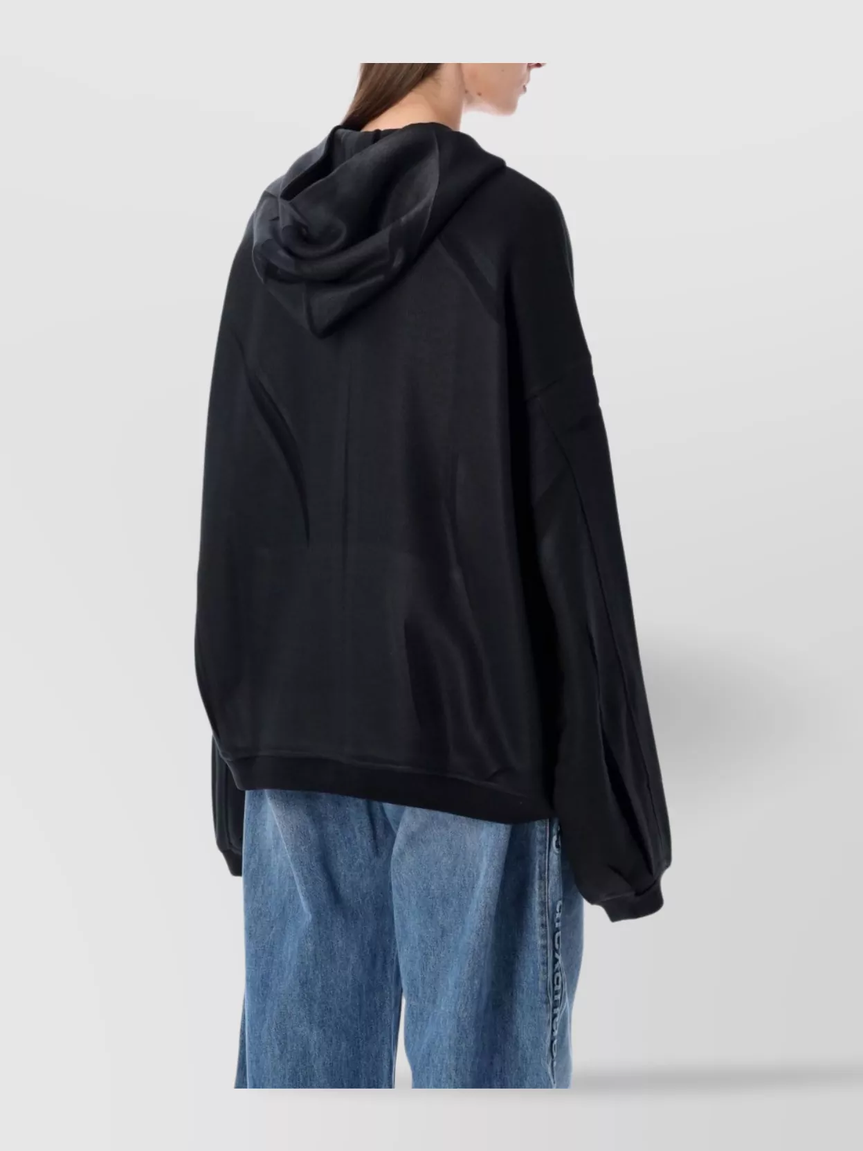 Alexander Wang Hooded Zip Jacket Crinkled Texture In Black