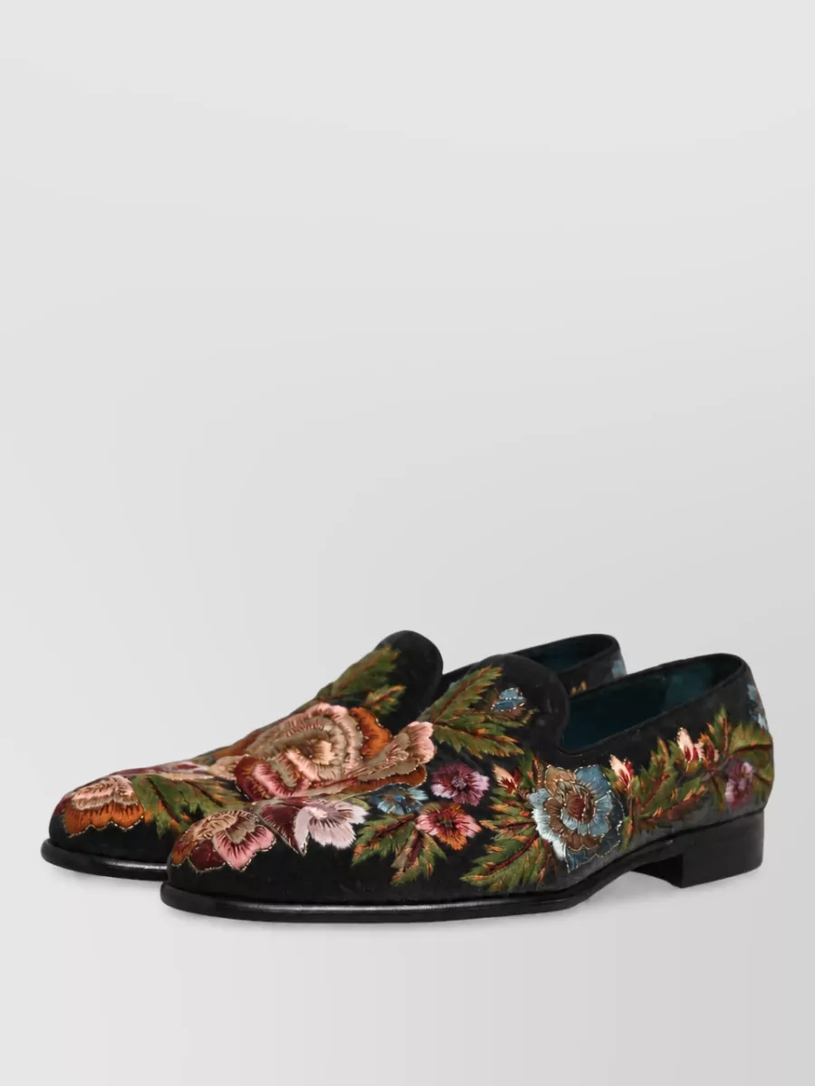 Dolce&Gabbana leather floral-embroidered loafers