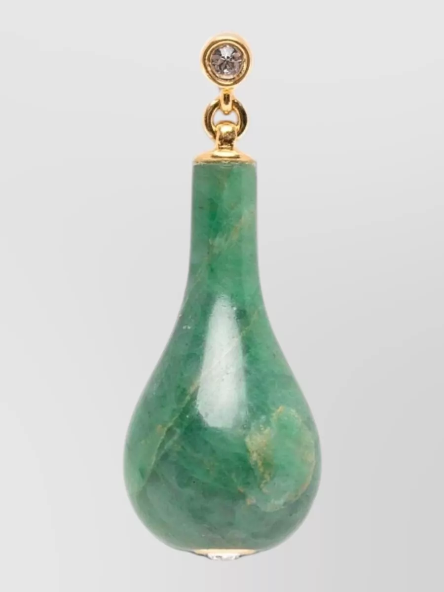 Totême crystal embellished jade drop earrings