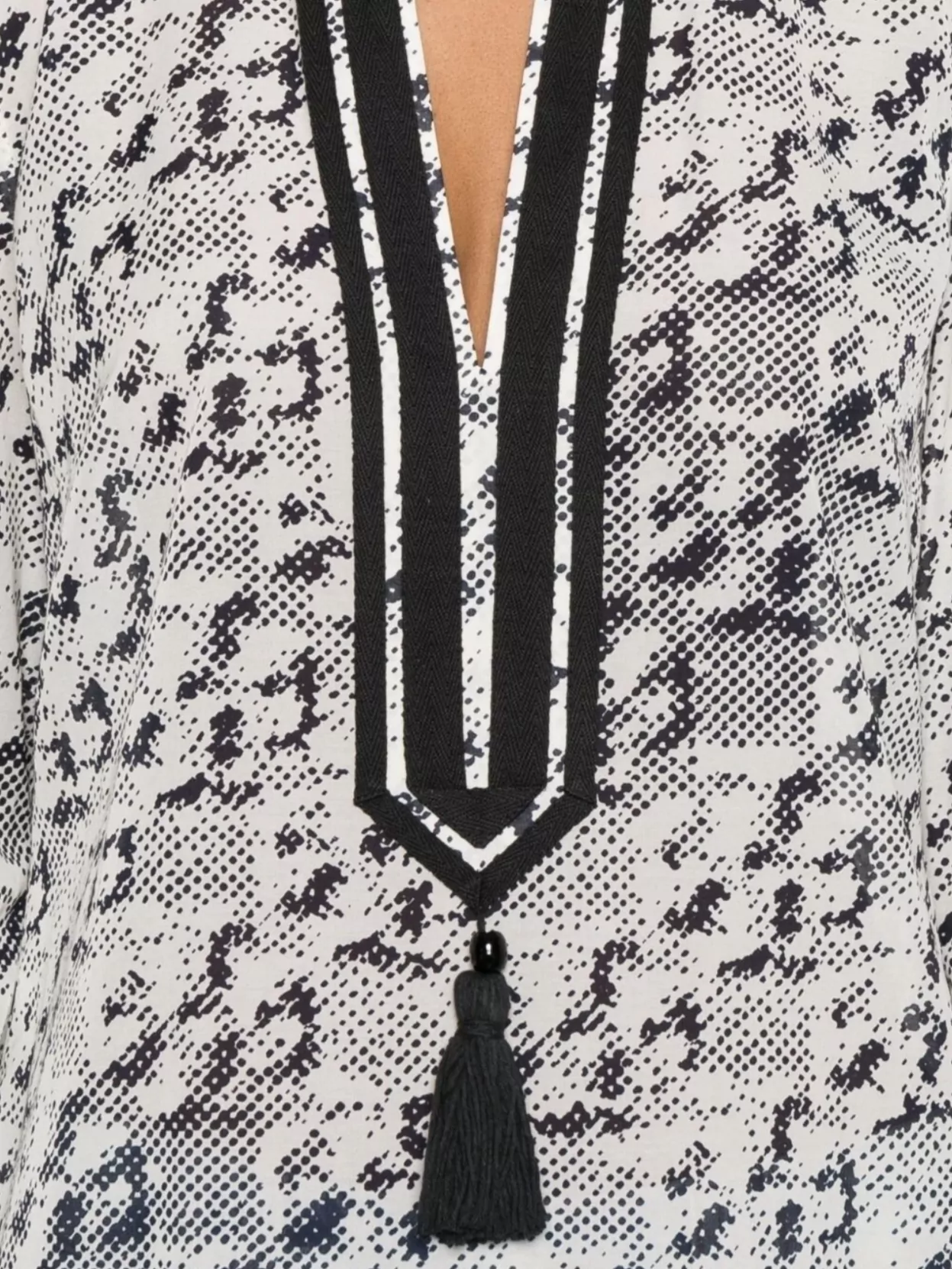Tory Burch Silk Cotton Printed Tunic With V Neck