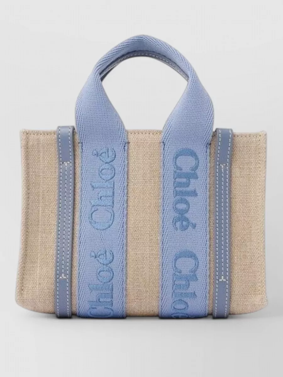 Chloé Woody Mini Linen Tote Bag