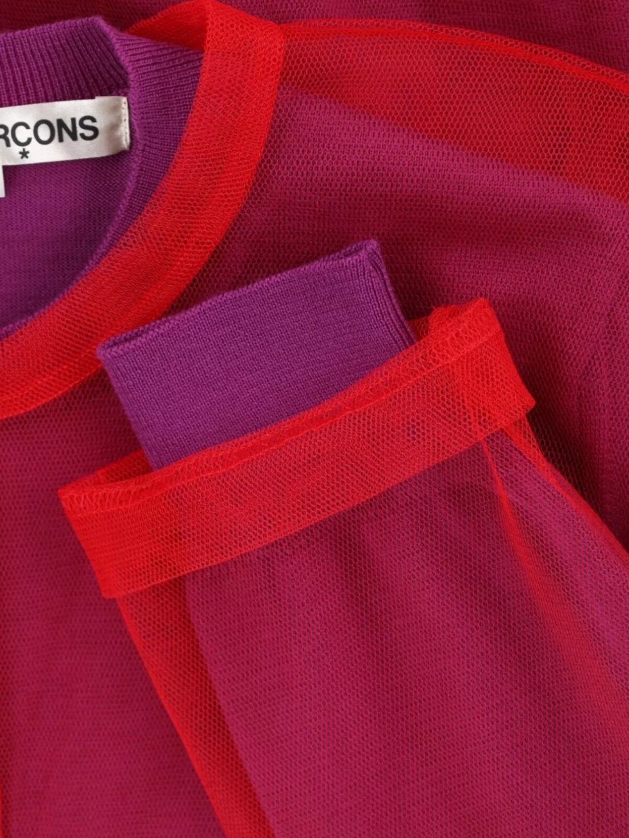 Shop Comme Des Garçons Crewneck Knitwear With Long Sleeves And Sheer Fabric