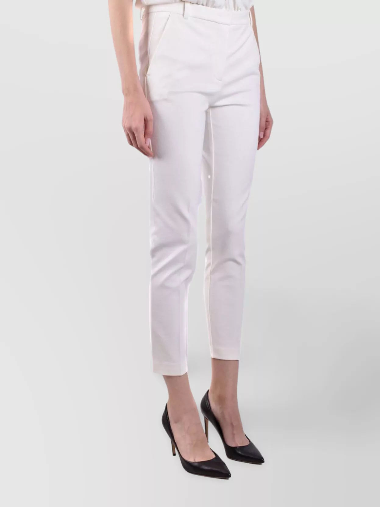 Pinko Slim Fit Cropped Trousers With Belt Loops