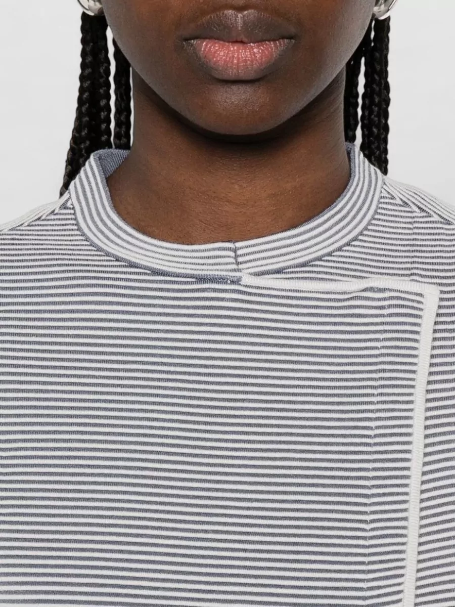 Emporio Armani Striped Round Neck Long Sleeve Blazer