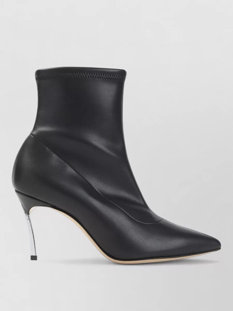 Casadei Leather Pointed-Toe Stiletto Ankle Boots