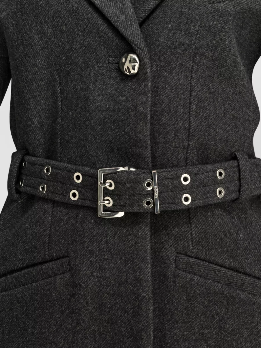 Ganni Cashmere Single Breasted Coat