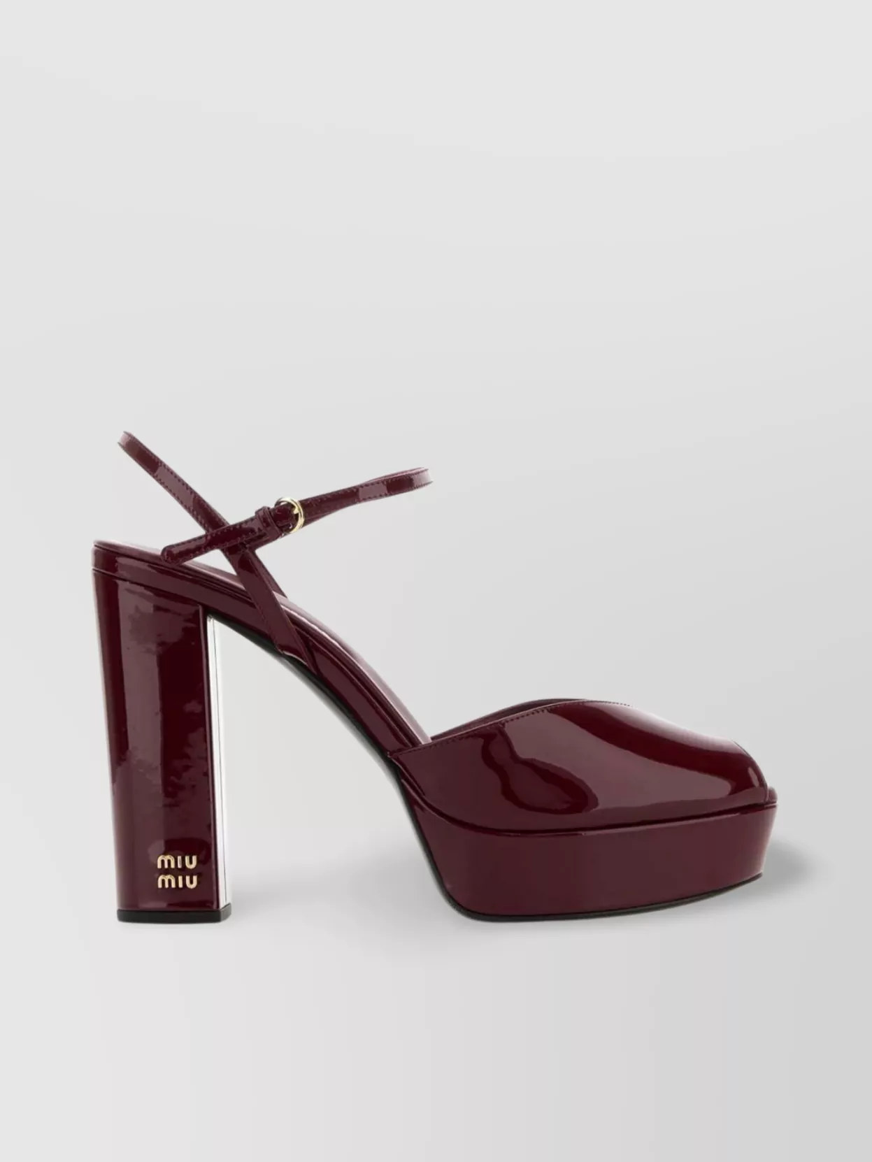 Miu Miu Leather Block Heel Sandals With Patent Finish In Red