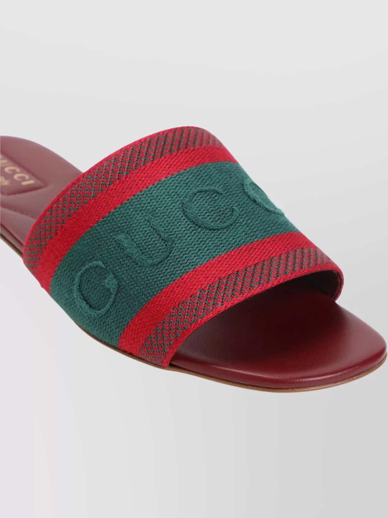 Gucci Web Stripe Embroidered Slides