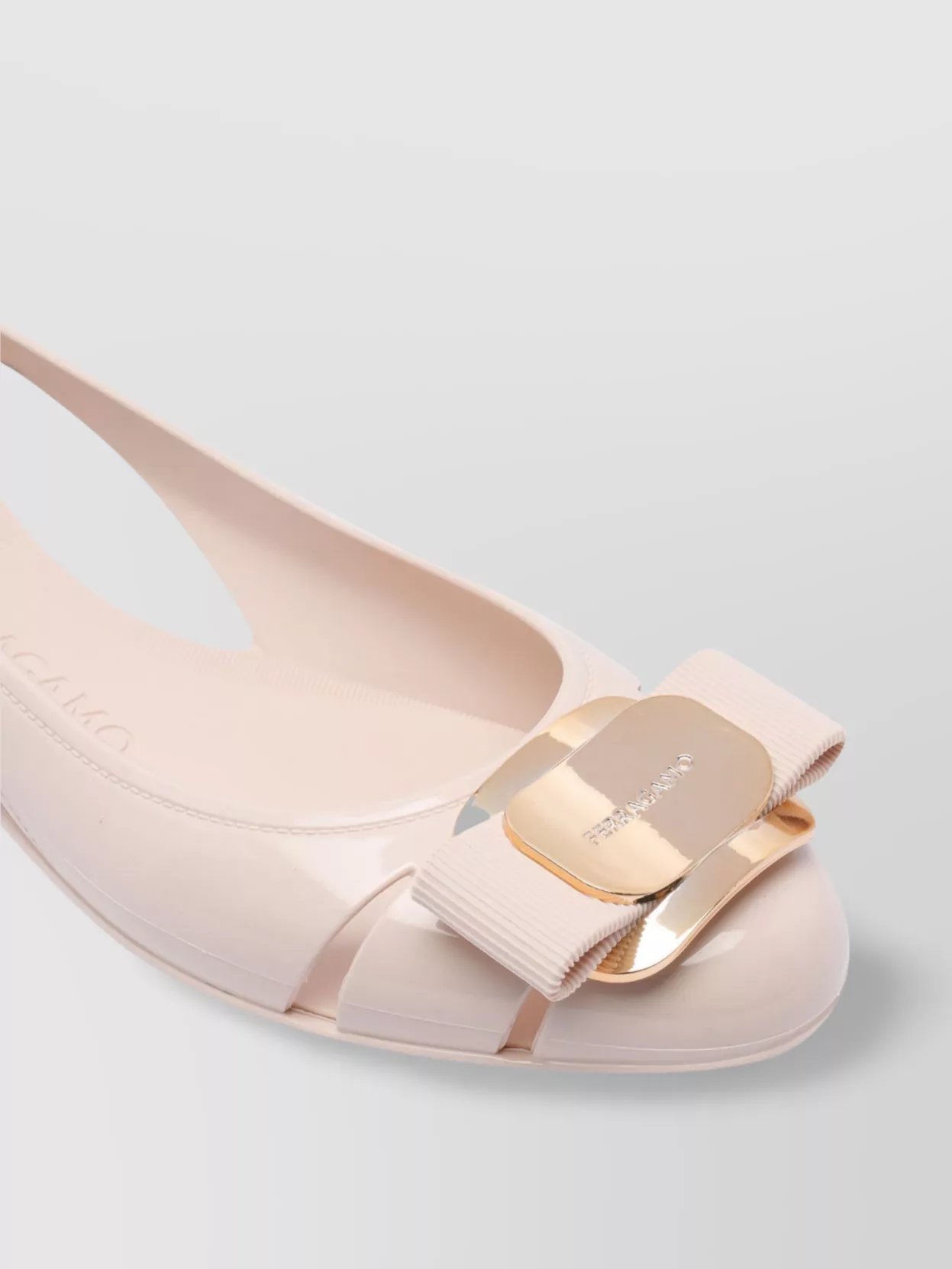 Ferragamo Round Toe Rubber Pumps With Bow Detail