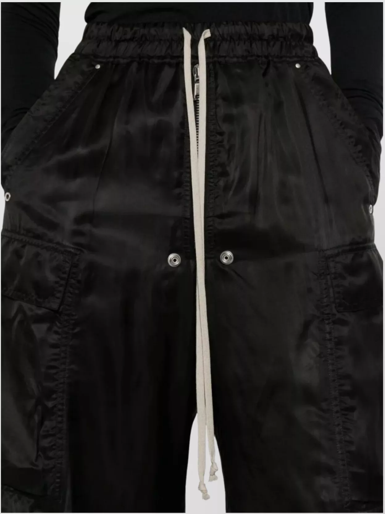 Rick Owens Cargo Belted Wide-Leg Trousers With Satin Finish